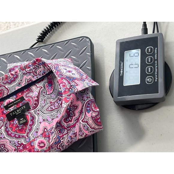 Talbots Wrinkle Resistant Womens 4P Paisley Floral 3/4 Sleeve Button Front Pink - Picture 9 of 9